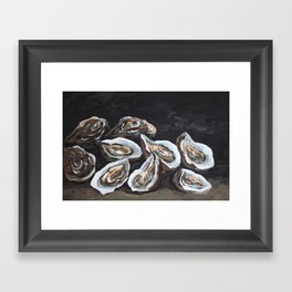 Oysters Oil Painting Vintage Antique Artwork Seafood Wall Art Framed Art Print