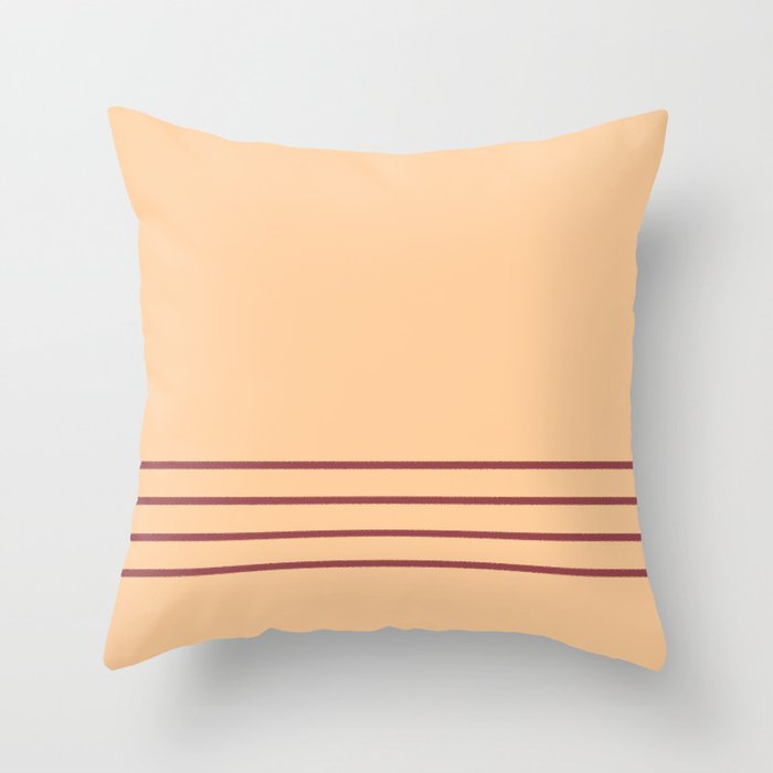 Red and Peach Minimal Thin Line Pattern 2021 Color of the Year Passionate and Pale Apricot  Throw Pillow