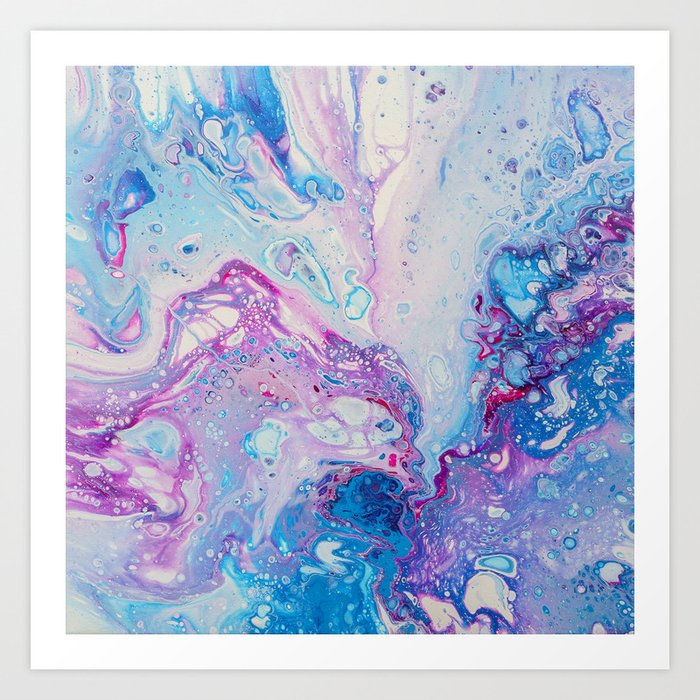 Acrylic Pouring Pink Blue Purple Art Print By Madebyseda Society6