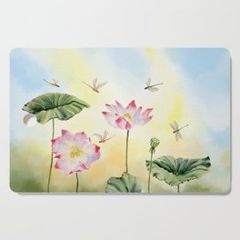 Lotus and Dragonflies  Cutting Board
