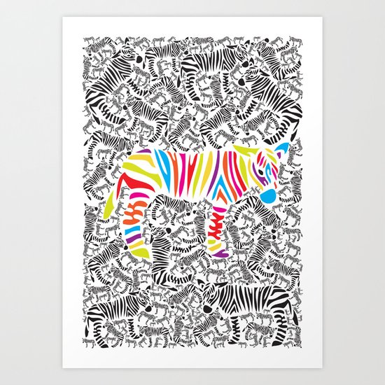 Lithograph Print White Paper Crowd II Cable Field