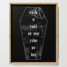 Rock and Roll is My Ride or Die Coffin Typography Serving Tray