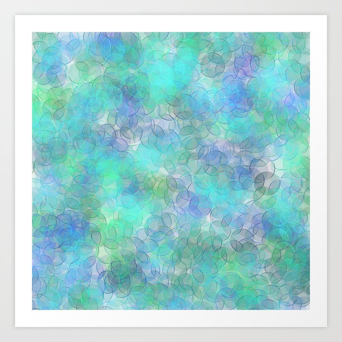 Light Blue Glossy Trendy Bubbles Collection Art Print