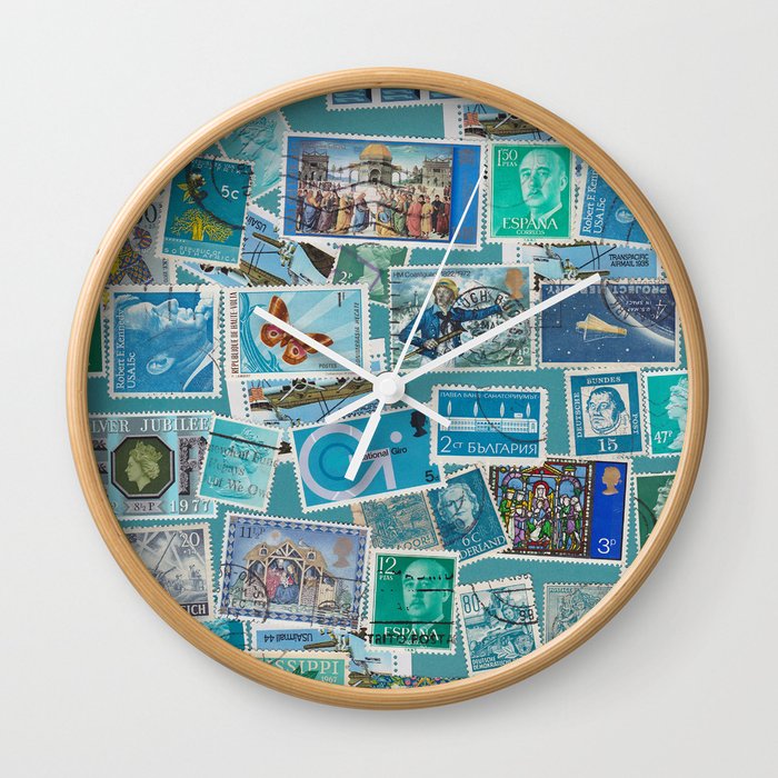 Postage Bleu Wall Clock