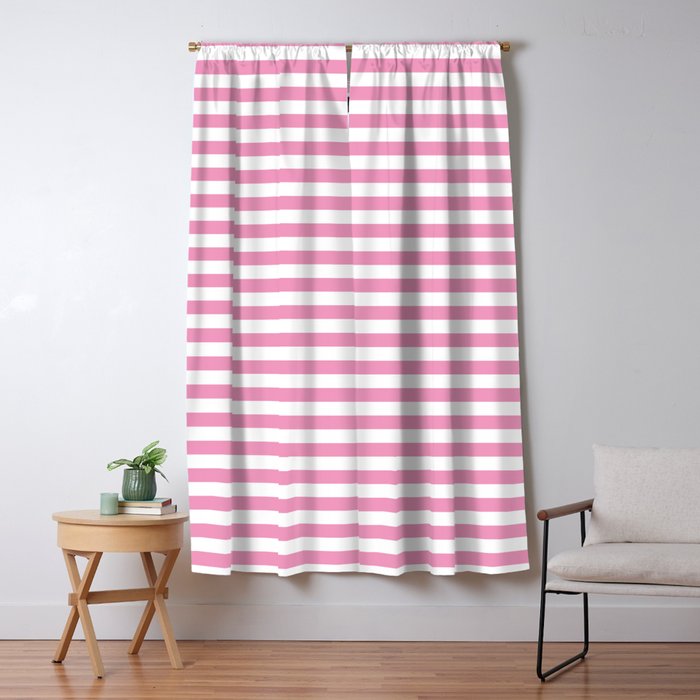 Small Horizontal Light Pink Stripes Blackout Curtain By