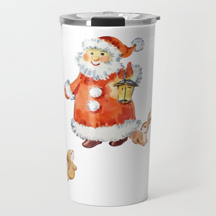 Santa Claus and rabbits Travel Mug