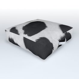Black and white realistic cow fur texture Outdoor Floor Cushion