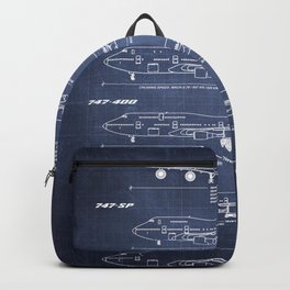 Boeing 747 Family Blueprint in High Resolution (dark blue) Backpack