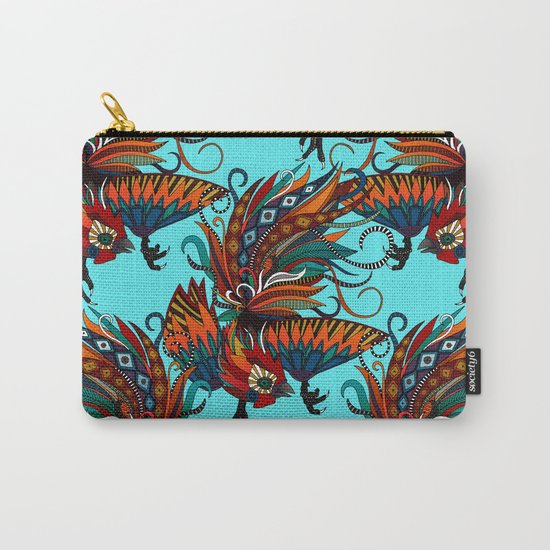 rooster ink turquoise Carry-All Pouch