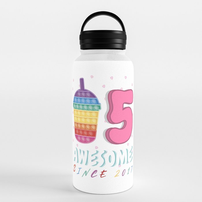 5th Birthday Girls Awesome Sine 2017 Slush Pop it Water Bottle by  TwoMyhands