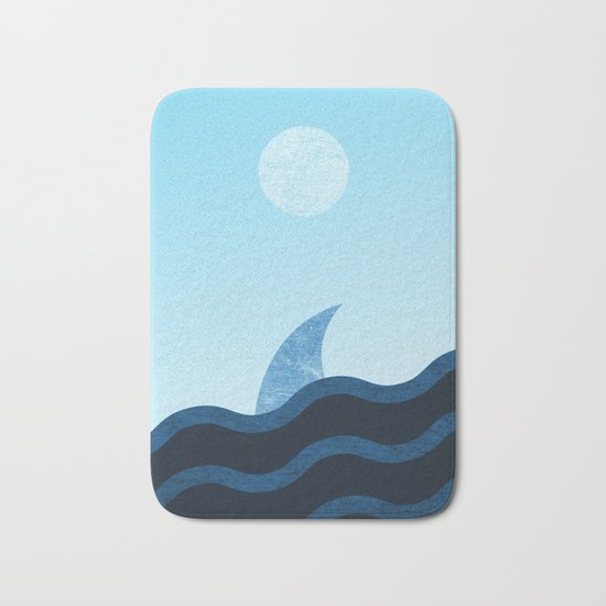 Morning Shark in Sea Waves Bath Mat
