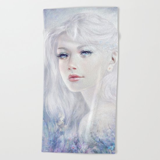 Ethereal - White as ice beatiful girl portrait Beach Towel