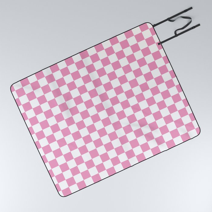 Light Pink Checkerboard Pattern Picnic Blanket