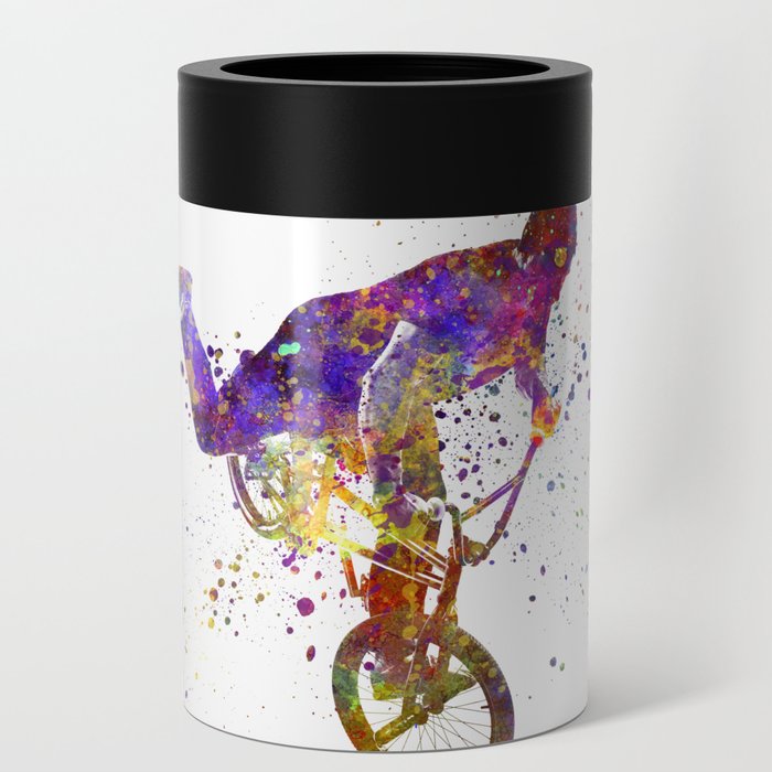 Watercolor bmx racer Can Cooler