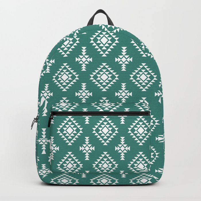 Green Blue and White Native American Tribal Pattern Backpack