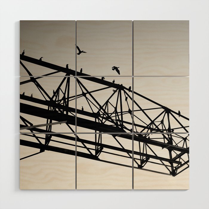 Tower Crane and Birds | Industrial Style Photography  Wood Wall Art