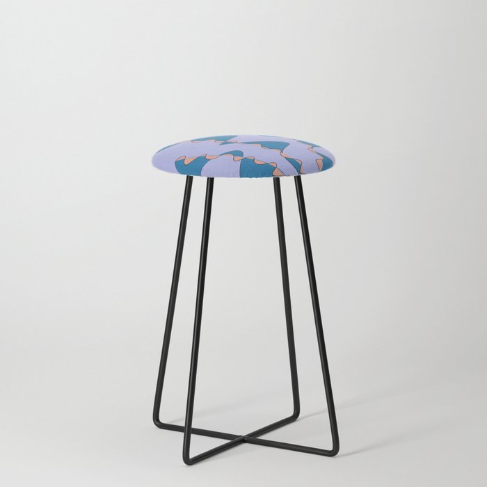 Pink Blue Abstract Plant Geometric Vector Art Counter Stool
