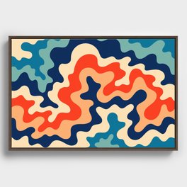 Retro 70s and 80s Abstract Soft Tone Flowing Layers Swirl Pattern Waves Art Vintage Color Palette Framed Canvas