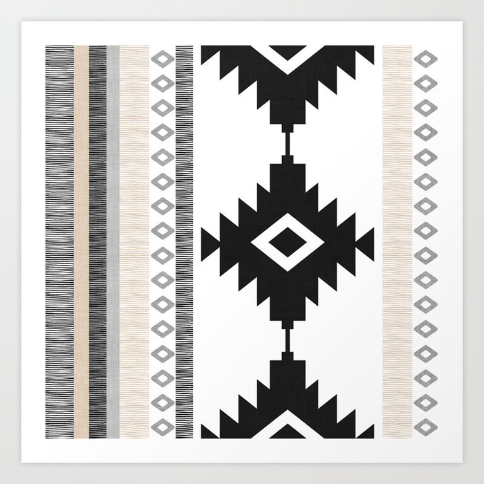 Pueblo in Tan Kunstdrucke | Graphic-design, Digital, Muster, Geometrisch, Ethnic, Tribal, Southwest, Southwestern, Vintage, Tan