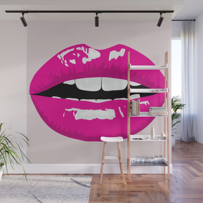 Hot Pink Lips Wall Mural