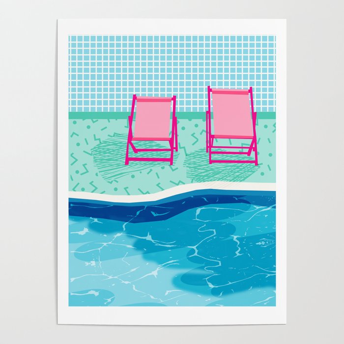Vay-K - abstract memphis throwback poolside swim team palm springs vacation socal pool hang Poster