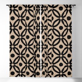 Classic Intertwined Ring and Dot Pattern 623 Black and Tan Blackout Curtain