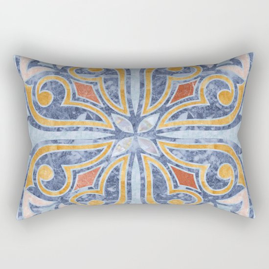 Blue Oriental Tile 04 Rectangular Pillow