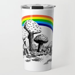 Rainbow Psilocybin Mushroom Psychedelic Portrait Travel Mug
