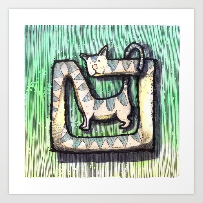 SQUARE CAT Art Print