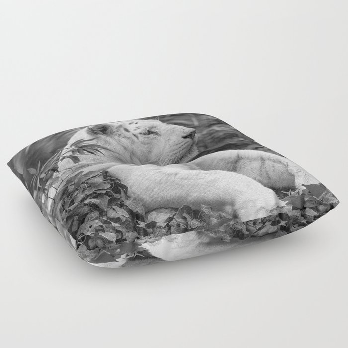 Tiger Black and White Floor Pillow