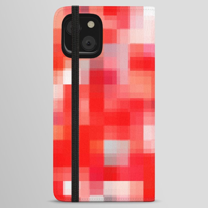 geometric pixel square pattern abstract background in red iPhone Wallet Case