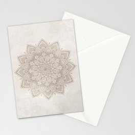 Beige Taupe Mandala, Floral Graphic Design Stationery Card