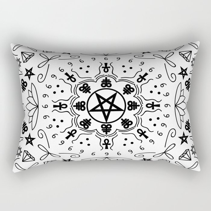 Satanic Mandala - White Rectangular Pillow