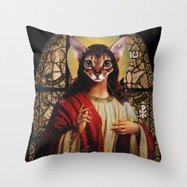 Cat Jesus Throw Pillow