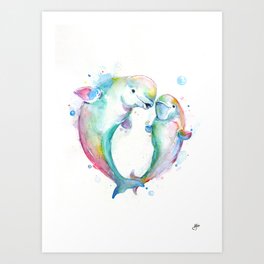 Bubbly Belugas Art Print