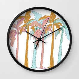 Pastel Palm Trees Wall Clock