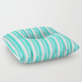 [ Thumbnail: Turquoise and Lavender Colored Stripes/Lines Pattern Floor Pillow ]
