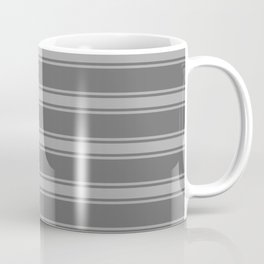 [ Thumbnail: Dim Grey and Dark Gray Colored Lined/Striped Pattern Coffee Mug ]