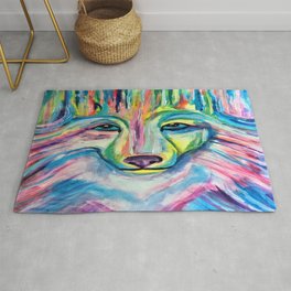 Aura of the Northern Lights Wolf Rug