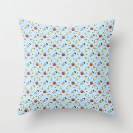 Mexican Food Cats [Blue] Throw Pillow