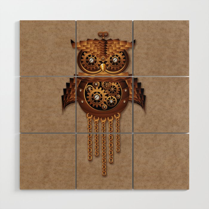 Steampunk Owl Vintage Style Wood Wall Art