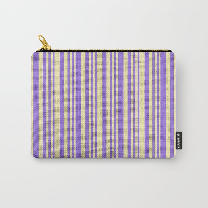 Pale Goldenrod and Purple Colored Stripes/Lines Pattern Carry-All Pouch