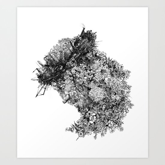 nature sacrifice-black and white portrait Art Print