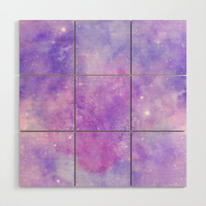 Purple Pink Nebula Painting Wood Wall Art