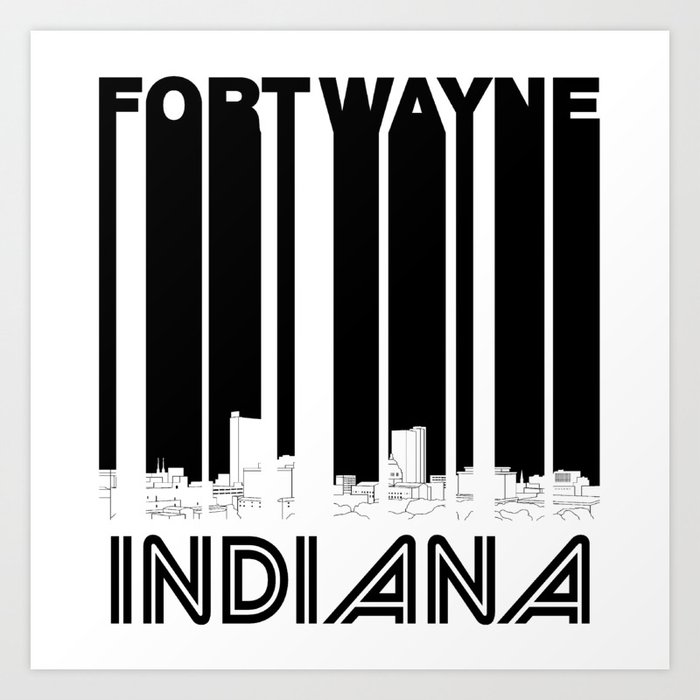 Retro Fort Wayne Indiana Skyline Art Print