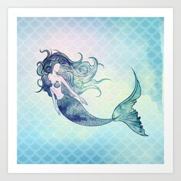 Watercolor Mermaid Art Print