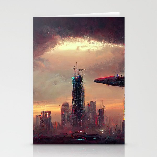 Flying to the Infinite City Stationery Cards