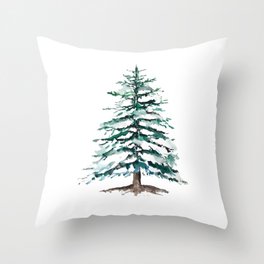 pine tree covering with snow Throw Pillow