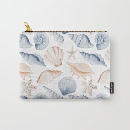 Seashell Watercolor Pattern Illustration Carry-All Pouch