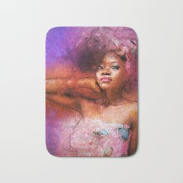African American portrait of a young woman in twilight purple painting for home and wall decor Bath Mat
